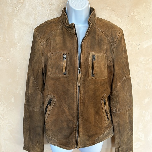BUFFALO David Bitton brown leather jacket - sz L - Picture 12 of 14